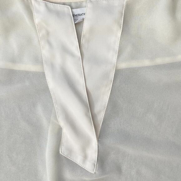 BCBGeneration Ivory Placket Henley Long Sleeve Blouse Top - Picture 7 of 10